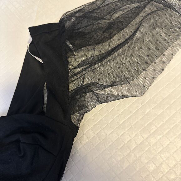 LULU'S SZ S Black For Love Mesh Tulle Tiered Ruffled Maxi Dress NEW Witchy Goth - Picture 9 of 16